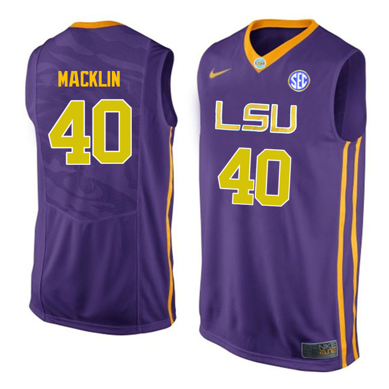 Men LSU Tigers #40 Rudy Macklin College Basketball Jerseys-Purple - Click Image to Close